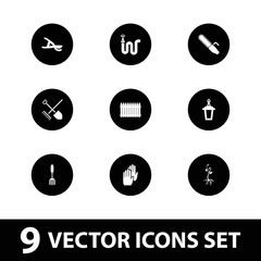 Collection of 9 garden filled icons