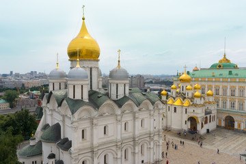 Archangel and Annunciation cathedrals in Cathedral square in the Moscow Kremlin