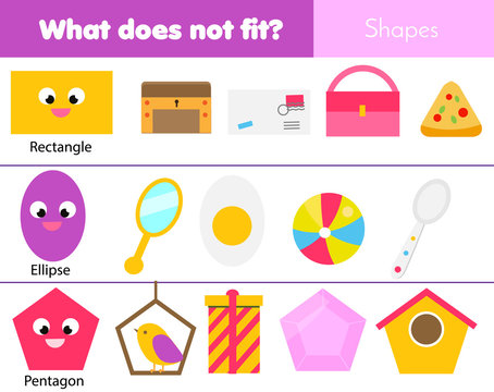 Educational Children Game. Logic Game. What Does Not Fit Type. Learning Geometric Shapes For Kids And Toddlers.