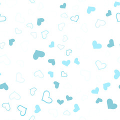 Light Blue, Green vector seamless pattern with colorful hearts.