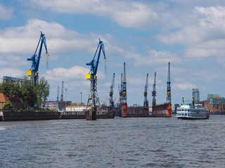 Hamburg, Hafen, Kräne, Boote