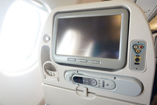 Multimedia system in economy class in the airplane