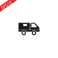 Truck icon vector. Delivery van, service concept, Minimalistic sign isolated on white background. Trendy Flat style for graphic design, Web site,