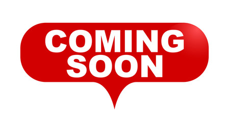red vector bubble banner coming soon