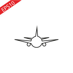 Airplane line icon, outline vector sign, linear style pictogram isolated on white. Plane front symbol, logo illustration. Editable stroke. Pixel perfect graphics