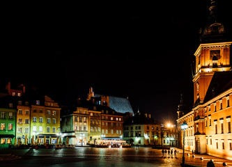 Obraz premium tourist area of the old town in night Warshawa