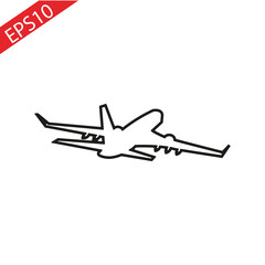 thin line plane icon on white background