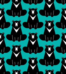 Baribal pattern seamless. American Bear background. Wild predator of USA. Vector Ornament