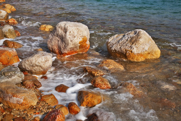 Dead sea coast in Ein Gedi. Israel
