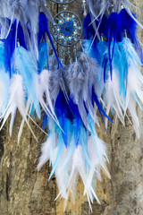 Handmade dream catcher with feathers threads and beads rope hanging