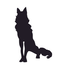 dog sitting, silhouette, vector