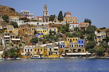 Naklejka premium Gialos bay in Ano Symi. Greece