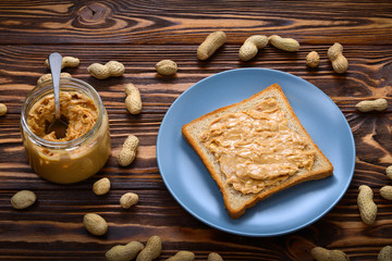Creamy peanut butter with toast