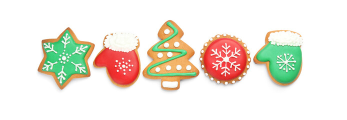 Tasty homemade Christmas cookies on white background - Powered by Adobe
