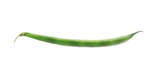Fresh green French bean on white background