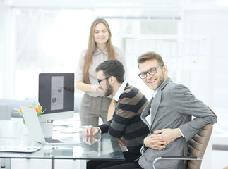 successful business team in the workplace in the office
