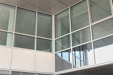 Windows of business center building