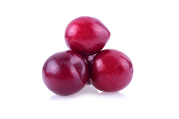 red cherry plum isolated on white background