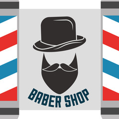 baber shop colors pole beard man moustache using hat vector illustration