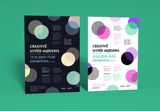 Flyer Layout with Colorful Geometric Shapes