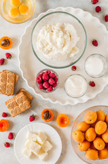 Apricot and Raspberry Cheesecake Ingredients