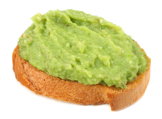 sandwich with avocado cream isolated on white background. Healthy food