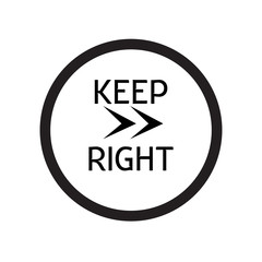 Keep right signal icon vector sign and symbol isolated on white background, Keep right signal logo concept