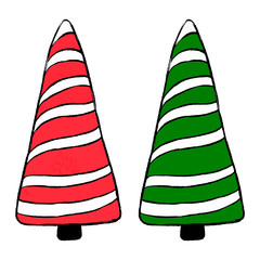 Xmas seasonal collection, Christmas candy tree clipart isolated