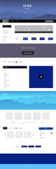 Dark BLUE vector style guide with mountains.