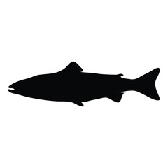 A black and white silhouette of a fish