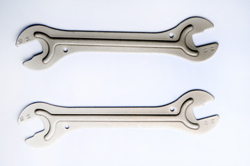 Bike bicyles repair hand tool wrench metal equipment isolated on white background