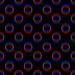 Vector seamless Glitch pattern . Color on black background. Circle round element. Digital pixel noise abstract design. Television signal fail. Technical problem grunge wallpaper. Repeat print.