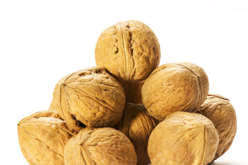 Walnuts isolated on white background