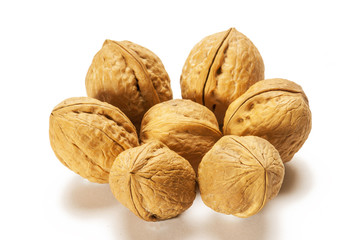 Walnuts isolated on white background