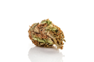 Ganja bud isolated on white.