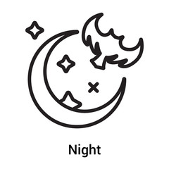 Night icon vector sign and symbol isolated on white background, Night logo concept