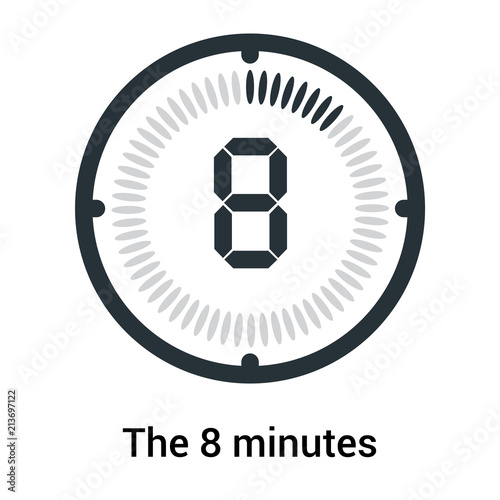 "The 8 minutes icon isolated on white background, clock