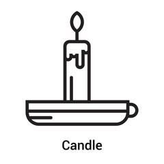 Candle icon vector sign and symbol isolated on white background, Candle logo concept