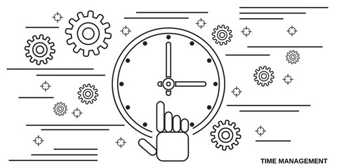 Time management thin line art style vector concept illustration