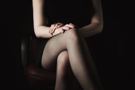 Beautiful woman legs in nets stockings 19062169 PNG