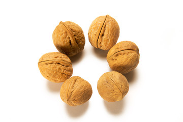Walnuts isolated on white background