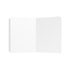 Mockup opened magazine, journal, booklet, postcard, flyer, business card or brochure . Vector