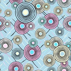 Seamless repeating ethnic pattern from circles and lines