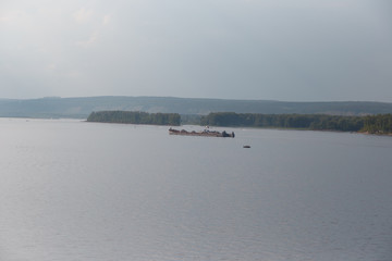 loaded barge on the river