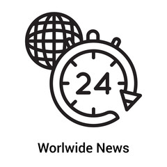 Worlwide News icon vector sign and symbol isolated on white background, Worlwide News logo concept