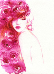 beautiful woman. fashion illustration. watercolor painting