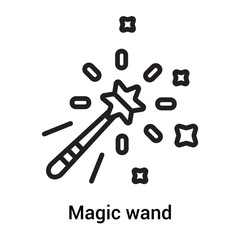 Magic wand icon vector sign and symbol isolated on white background, Magic wand logo concept