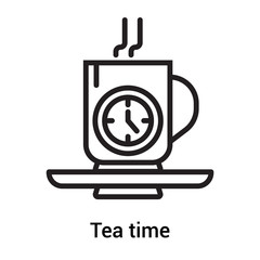 Tea time icon vector sign and symbol isolated on white background, Tea time logo concept
