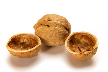 Walnuts isolated on white background