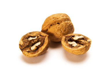 Walnuts isolated on white background